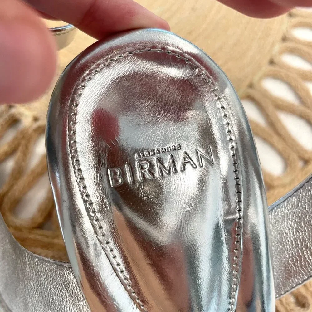 Alexandre Birman Women's Clarita Flare Block Heel Sandals Silver Size EU 40